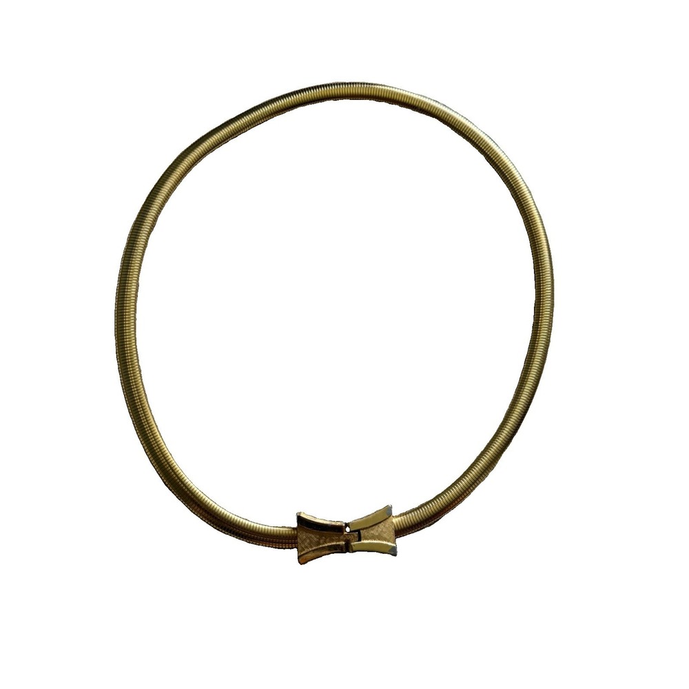 Vintage Woman's Gold Tone Stretch Belt With Clip Buckle Bow Shaped‎
